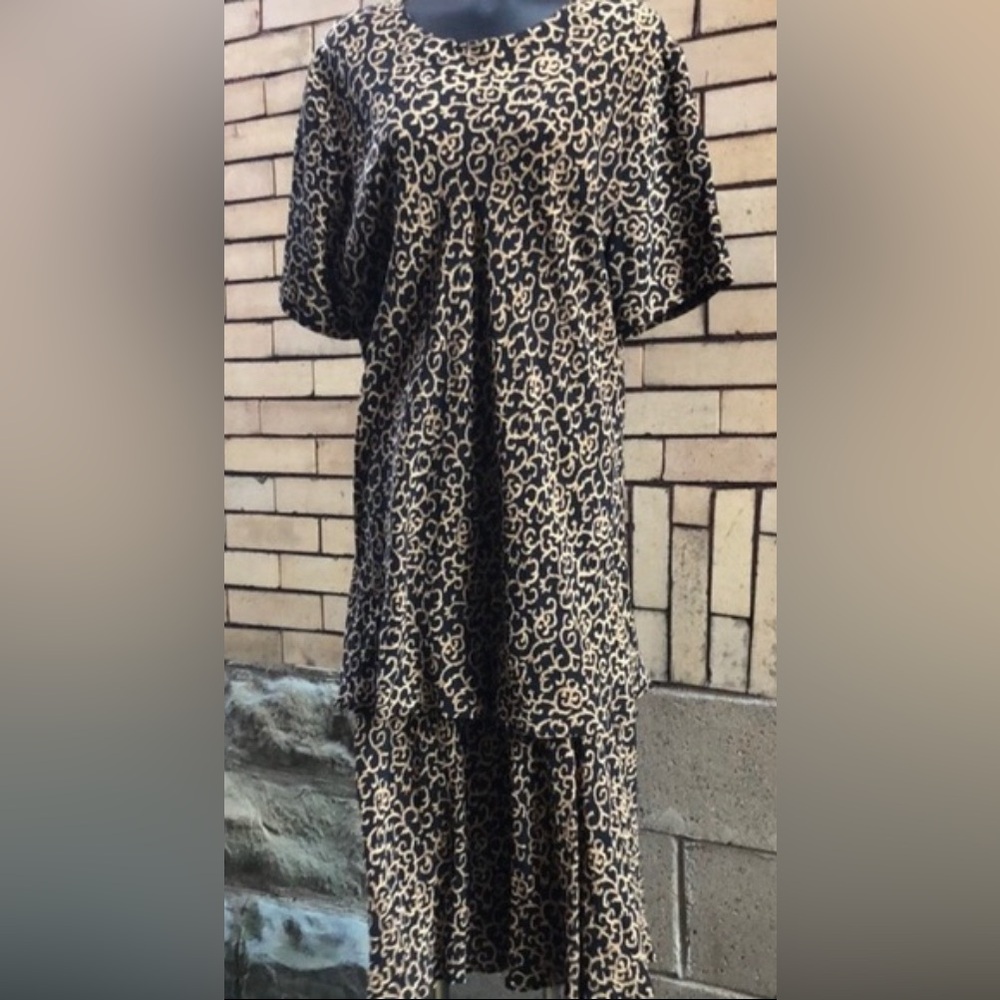 Vintage Pat Argenti Pure Silk Baroque Lagenlook Maxi Dress Size 10 - Fits XL 1X